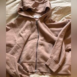 Tribe Kelley Butter Sweats Zip Up Hoodie Cropped - Mocha - Large